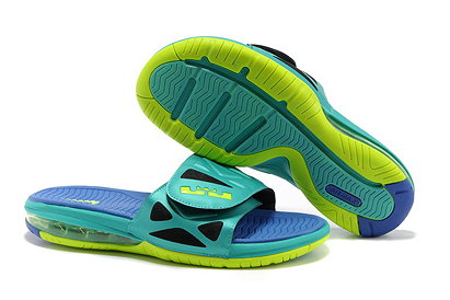 Nike Air Lebron 10 Slippers Jade Blue Yellow Men Shoes