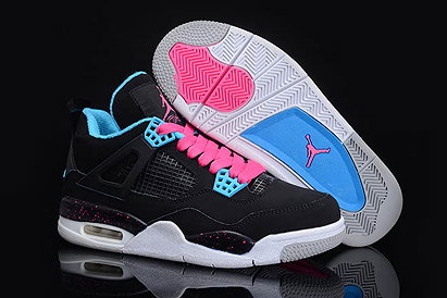 Michael Women Jordan Nike Shoes 4 Black/Sky Blue/Pink