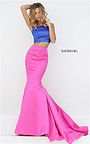 Elegant Two Piece Square Straps Royal/Fuchsia Mermaid Gown Sherri Hill 50466