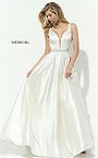 Spring 2017 Beading Low Back Ivory Plunged Long Evening Gown From Sherri Hill 50496