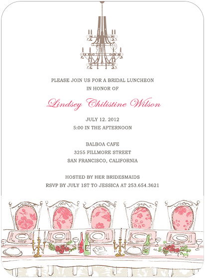 Chandelier And Table Bridal Shower Invitation Cards HPB122