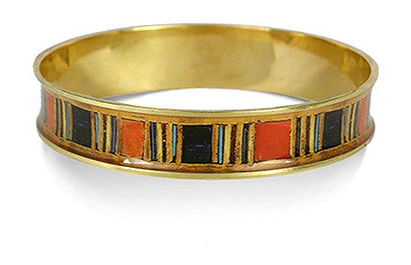 Gold Finish Brass Egyptian Pharaoh Bangle, King Tut Design .50