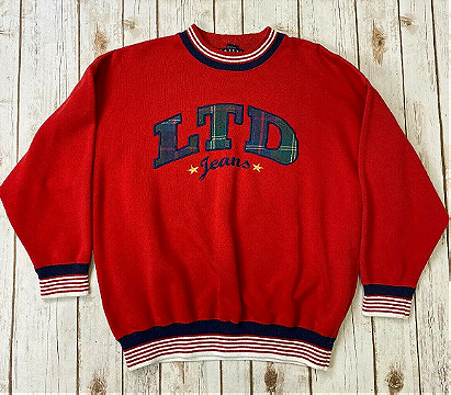 Vtg LTD Jeans The Limited Too Red Sweatshirt Crewneck Logo 90s Spell Out Sz 14