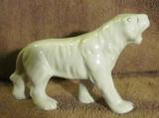 Tiger Figurine - Ceramic (Solid White, Vintage)