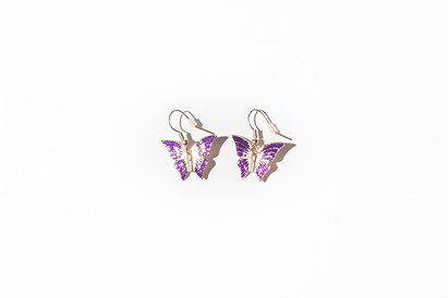 90s Purple Gold Butterfly Dangle Earrings