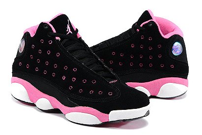 Air Jordan XIII 13 Retro Suede Black and Pink Womens Basketball Shoes