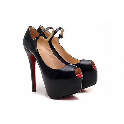 Christian Louboutin Lady Highness 160mm Leather Platform Peep Toe Pumps Black