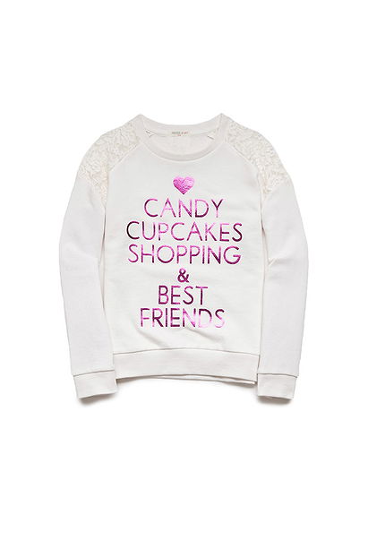 Lace-Paneled Metallic Graphic Sweatshirt (Kids)