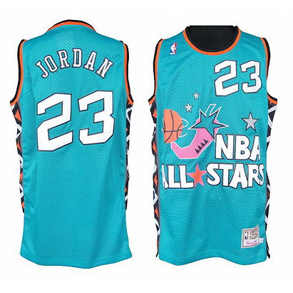 Michael Jordan #23 Blue NBA All Star Jersey White Numbers