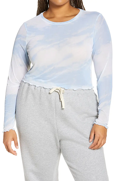 Print Mesh Long Sleeve Top | Nordstrom