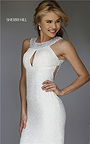 2015 Sherri Hill 11279 Halter Beaded Ruched Open Back Ivory Homecoming Dress