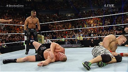 Brock Lesnar vs. John Cena vs. Seth Rollins (WWE, Royal Rumble 2015)