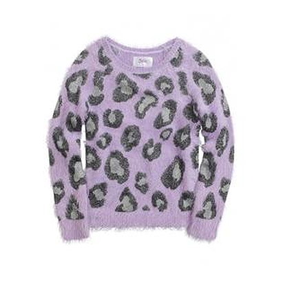 Justice Girls Fuzzy Print Knit Sweater