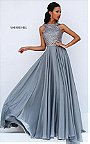 Haltered Sherri Hill 50615 Beaded Gunmetal A-Line Long Prom Dress 2017