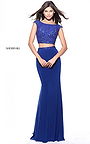 2017 Two Piece Sherri Hill 51125 Royal Beads Embellished Slim Evening Dress