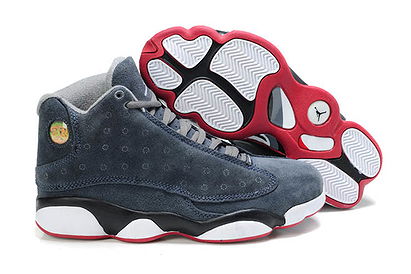 Men Suede Nike Jordan Retro XIII Sport Sneakers Cheap Sale - Sport Red and White Black/Blue/Grey