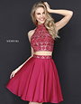 2017 Sherri Hill 51297 Ruby High Neck Beaded Two Piece Chiffon Homecoming Dresses