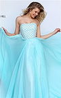 Light Blue Strapless Open Back Beaded 2016 Prom Dress by Sherri Hill 50039
