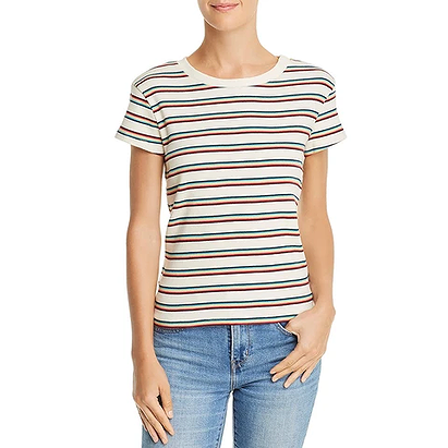 Honey Punch Womens Striped Ribbed Knit T-Shirt | BHFO