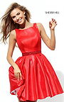 Short Beaded 2016 Sherri Hill 50505 High Neck Red Homecoming Dress