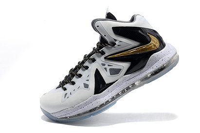 Nike Basketball LeBron X P.S Elite %u201CHome%u201D White Metallic Gold Black Shoes