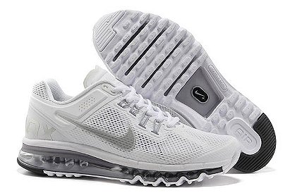 Air Max 2013 White Reflective Silver Wolf Grey Nike Running Fashion Sneakers
