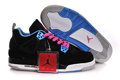 Air Jordan IV with Colorways Black & Dynamic Blue & Vivid Pink Women Size Sneakers