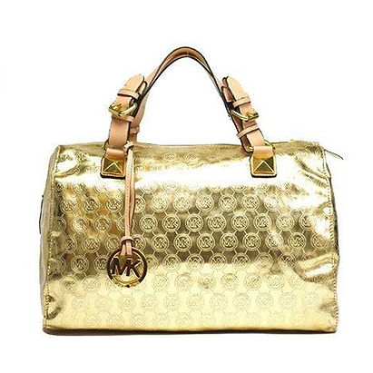 Michael Kors Grayson Monogram Large Gold Satchel Bag
