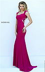 Magenta Boat-Neck Slim Cutout Long Evening Gown 2016 Online Sherri Hill 50286