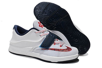 Nike Brand NBA Kevin Durant Sports Shoes KD 7 Kids Style University Red/Obsidian/White Colorway