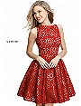 2017 Red Hollow-Out Pattern Pleated Homecoming Dresses High Neck Sherri Hill S51459