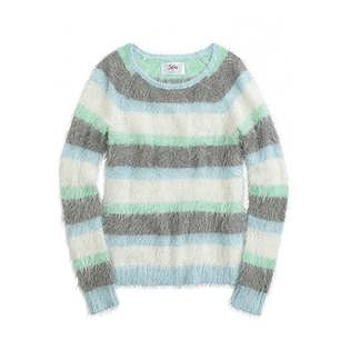 Justice Girls Fuzzy Stripe Pullover Sweater