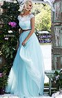 Beaded Pattern Light Blue 2 Piece Sherri Hill 50038 Long Chiffon Ball Gowns 2016