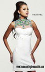 Sherri Hill 32037 Ivory/Multi High Neck Beaded Open Back Homecoming Dress 2014