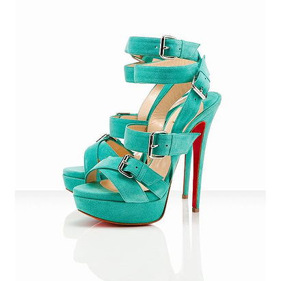 Christian Louboutin Toutenkaboucle 150mm Sandals Suede Jade