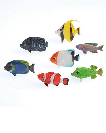 US Toy Assorted Color and Design Tropical Fish Figure Play Set (Lot of 12)
