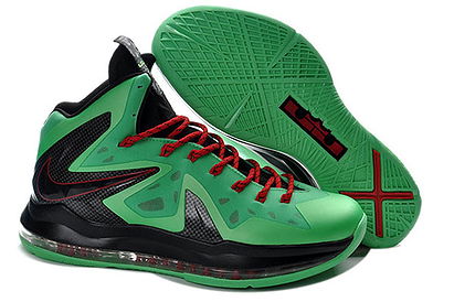 Nike Air Max LeBron James 10(X) P.S. Elite Gree Red Black Sport Shoes