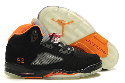Retro 5 Women Basketball Shoes - Orange & Black & Grey - Jordan Brand