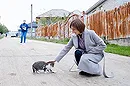 Maia Sandu Pets A Street Cat