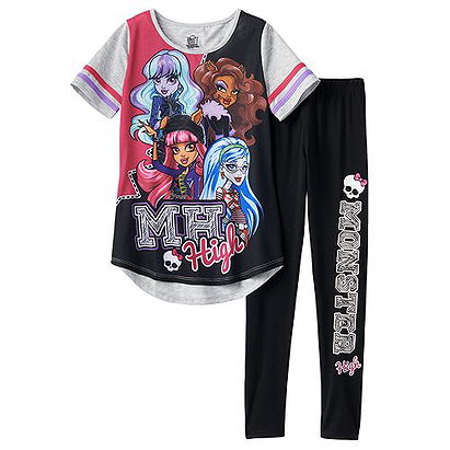 Monster High M H High Glitter Skull Pajama Set