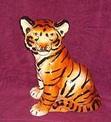 Tiger Figurine - Tiger Cub Sitting, Ceramic Statue (Large)