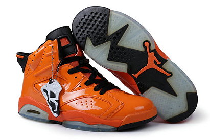 Orange and Black Mens Sneakers Nike Jordan 6 Leather Online