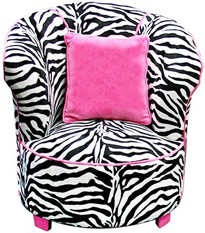 Tween Child Minky Zebra Tulip Chair