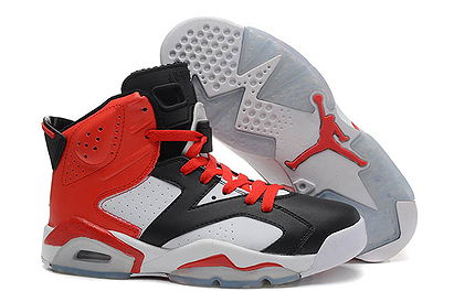 High-top Air Jordan 6 Retro Nike Leather Mens Shoes- Color: Red/Black/White