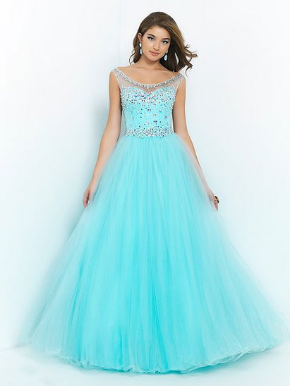 Blue Ball Gown Scoop 
