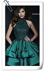 Sherri Hill 32338 Emerald Halter Tiered Ruffled Jeweled Homecoming Dress 2016