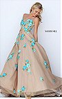 2017 Sherri Hill 50203 Strapless Appliques Floral Evening Gown Long