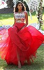2017 Long Sherri Hill 50335 Red/Multi Floral Print Prom Dress Outlet