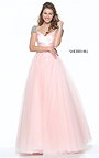 Prom Queen 2017 Ruched Blush Beaded Long Dress By Sherri Hill 50863