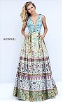 Plunging 50788 Multi Floral Print Ball Gown By Sherri Hill Prom 2017